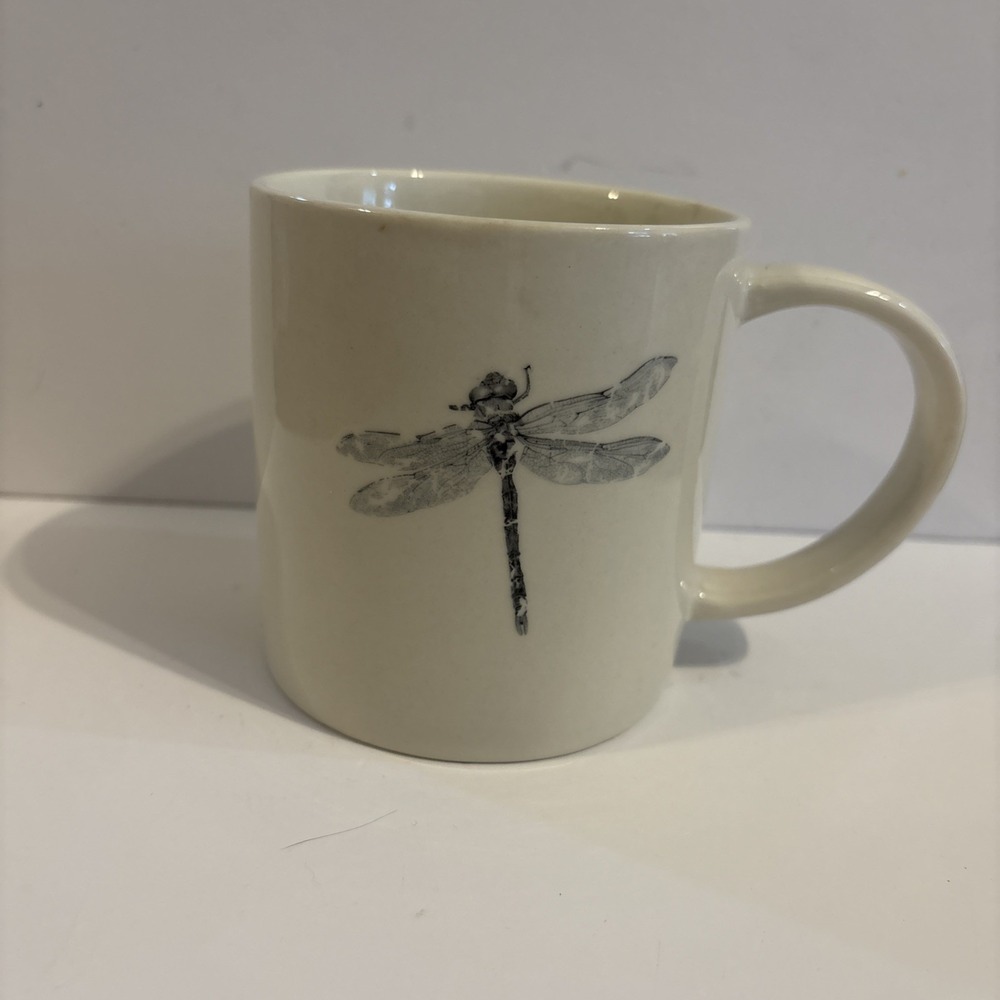 Harry & David Dragonfly Mug 2014 White Ceramic Coffee Cup Nature Insect